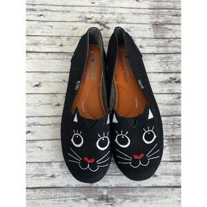 Kitty Cat BOBS from Skechers Black Canvas Cat Face Slip On Shoes Women's Size 8